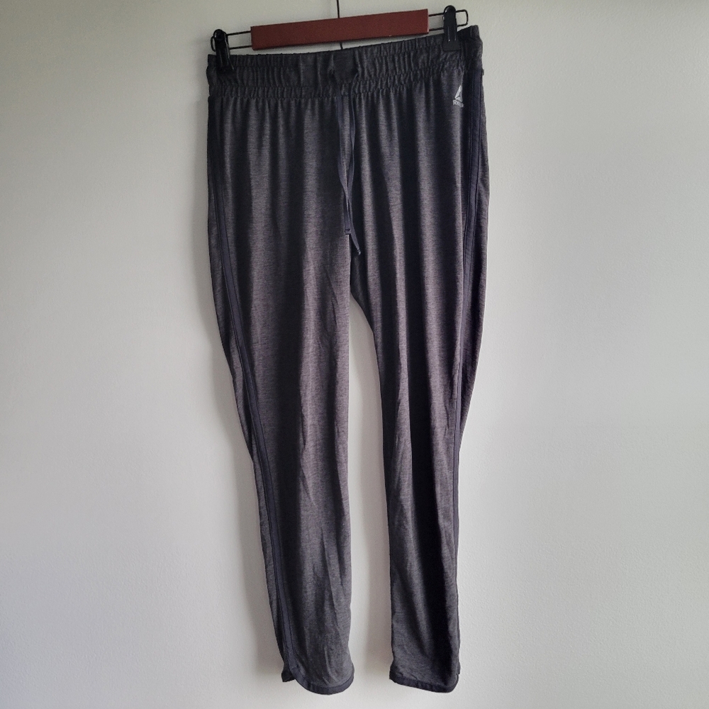 Reebok Womens Size SMALL Heathered Grey Lightweigh Sweat Pant Joggers Drawstring